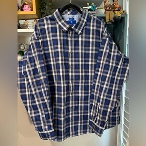 Egara Button Front Shirt Men's‎ Blue Plaid Checks 3X Classic Fit